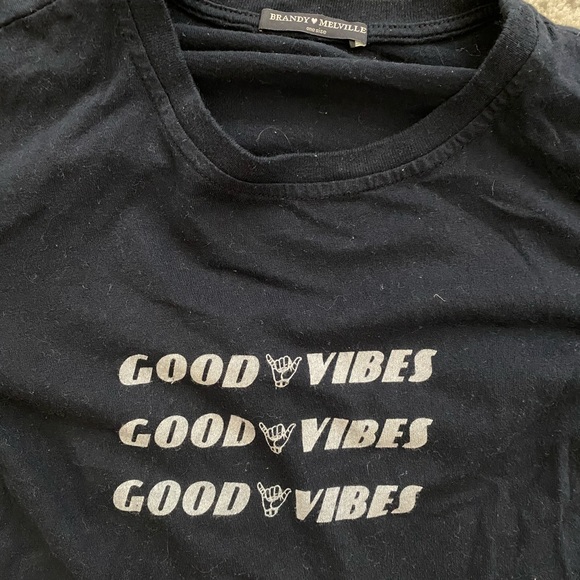 navy good vibes graphic crop tee (Brandy) - Picture 2 of 2